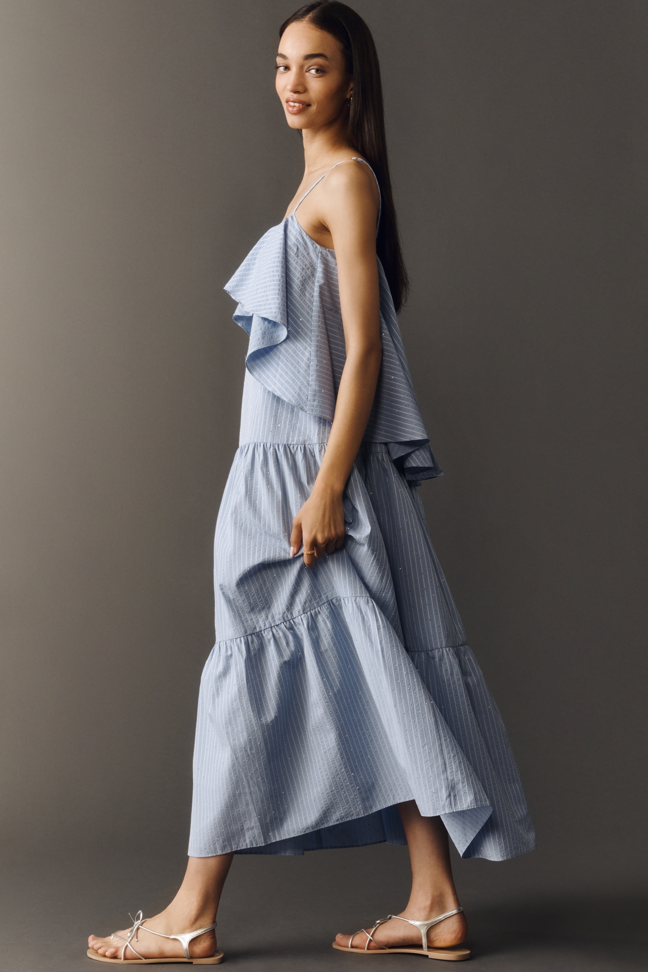 Curaae Plus Seatra Ruffle Midi Dress
