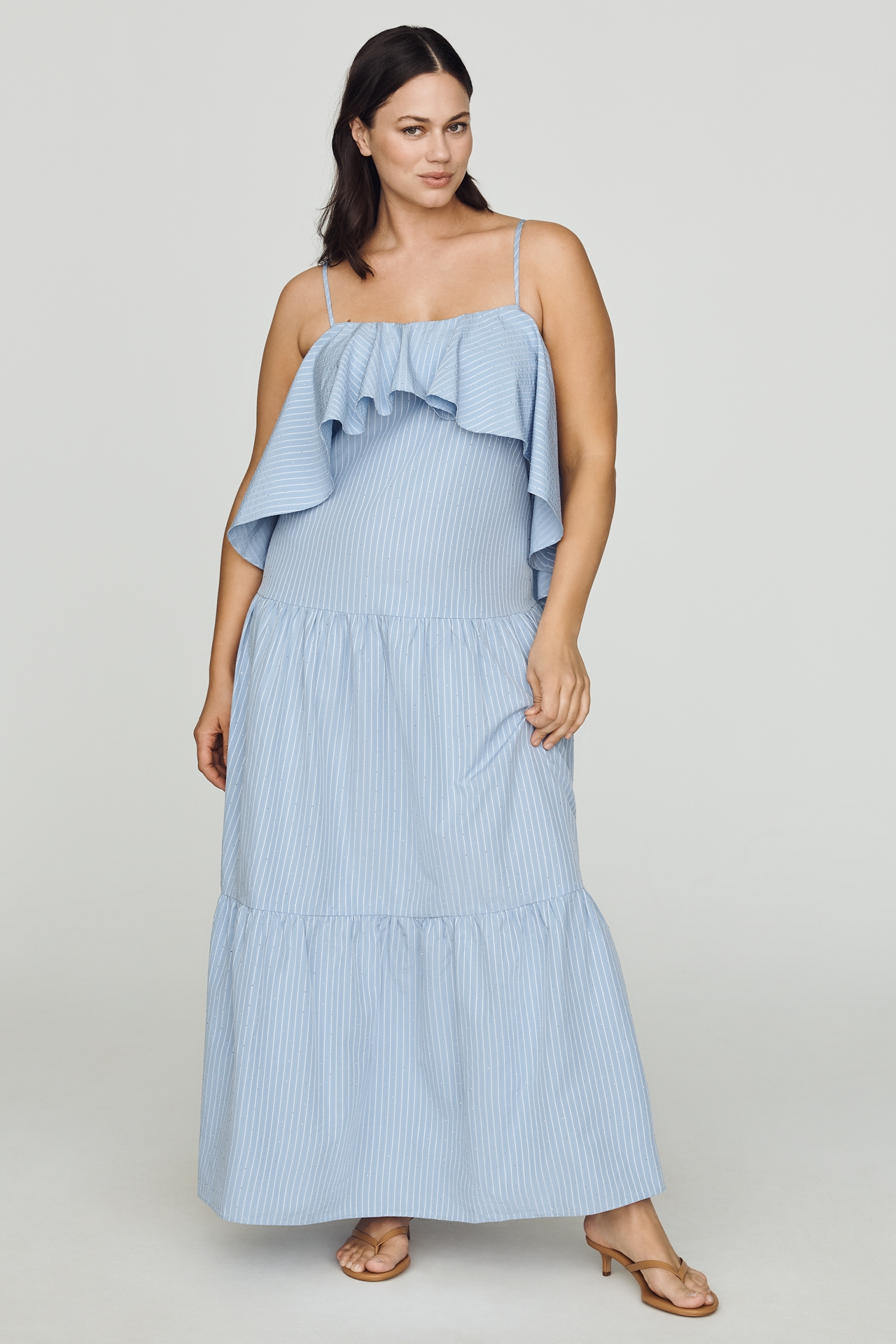 Curaae Plus Seatra Ruffle Midi Dress