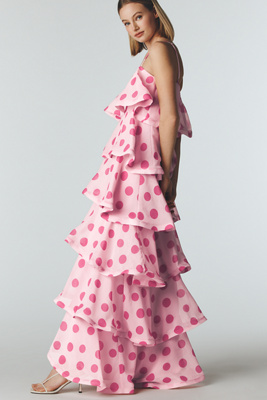 Elliatt Square-Neck Tiered Ruffle Midi Dress