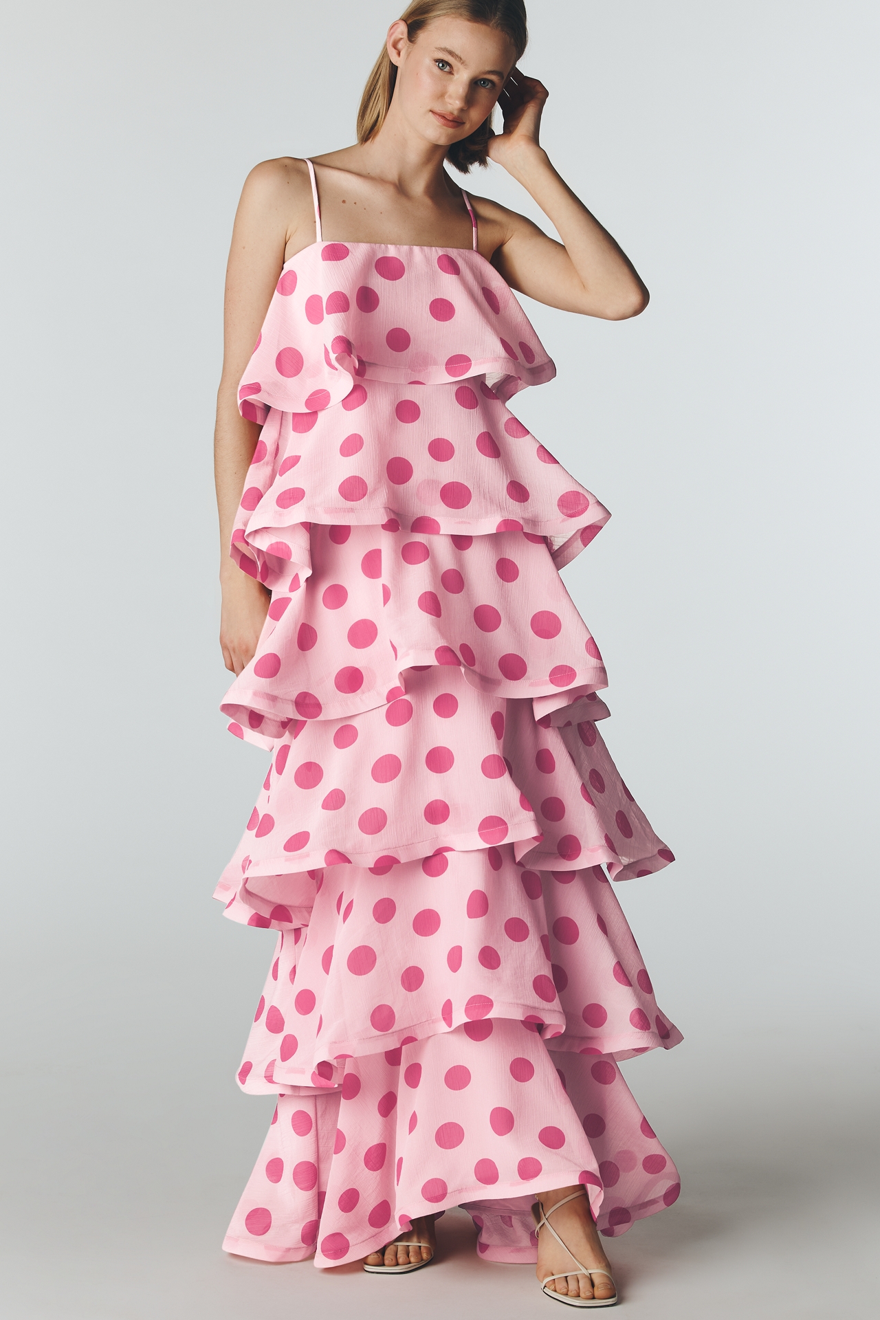 Elliatt Square-Neck Tiered Ruffle Midi Dress