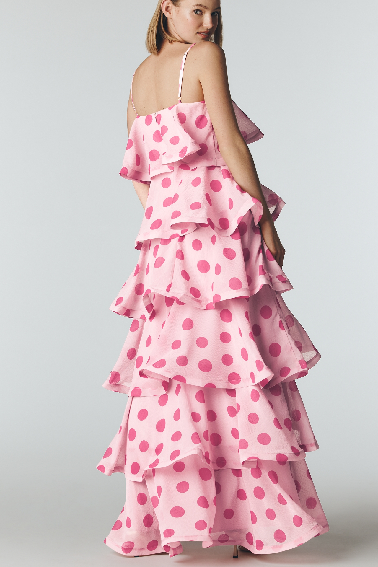 Elliatt Square-Neck Tiered Ruffle Midi Dress