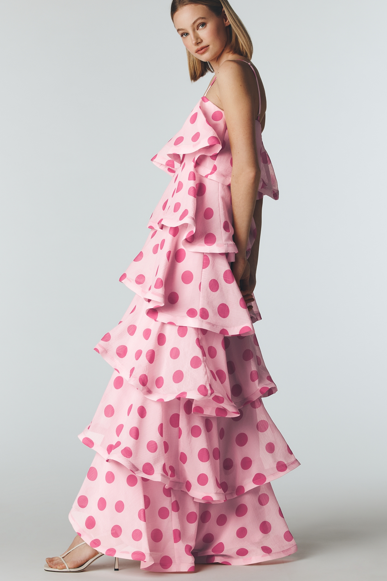 Elliatt Square-Neck Tiered Ruffle Midi Dress