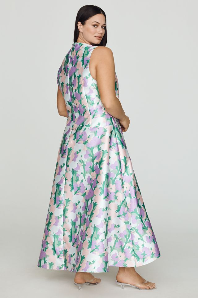 maya pleated maxi dress beige Maya Silk Dress