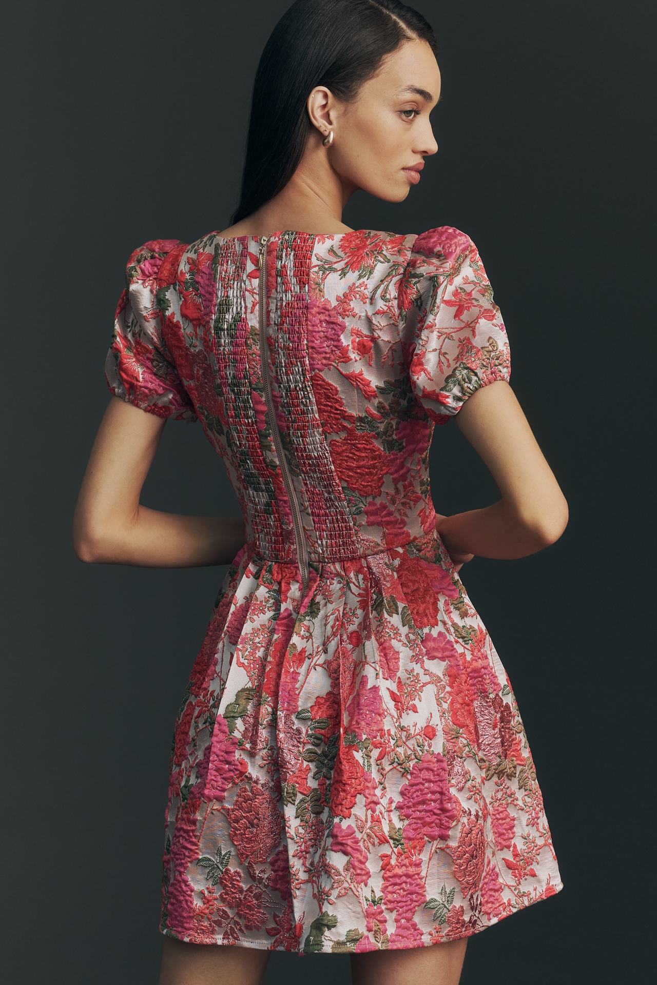 Elliatt Floralie Puff-Sleeve Mini Dress