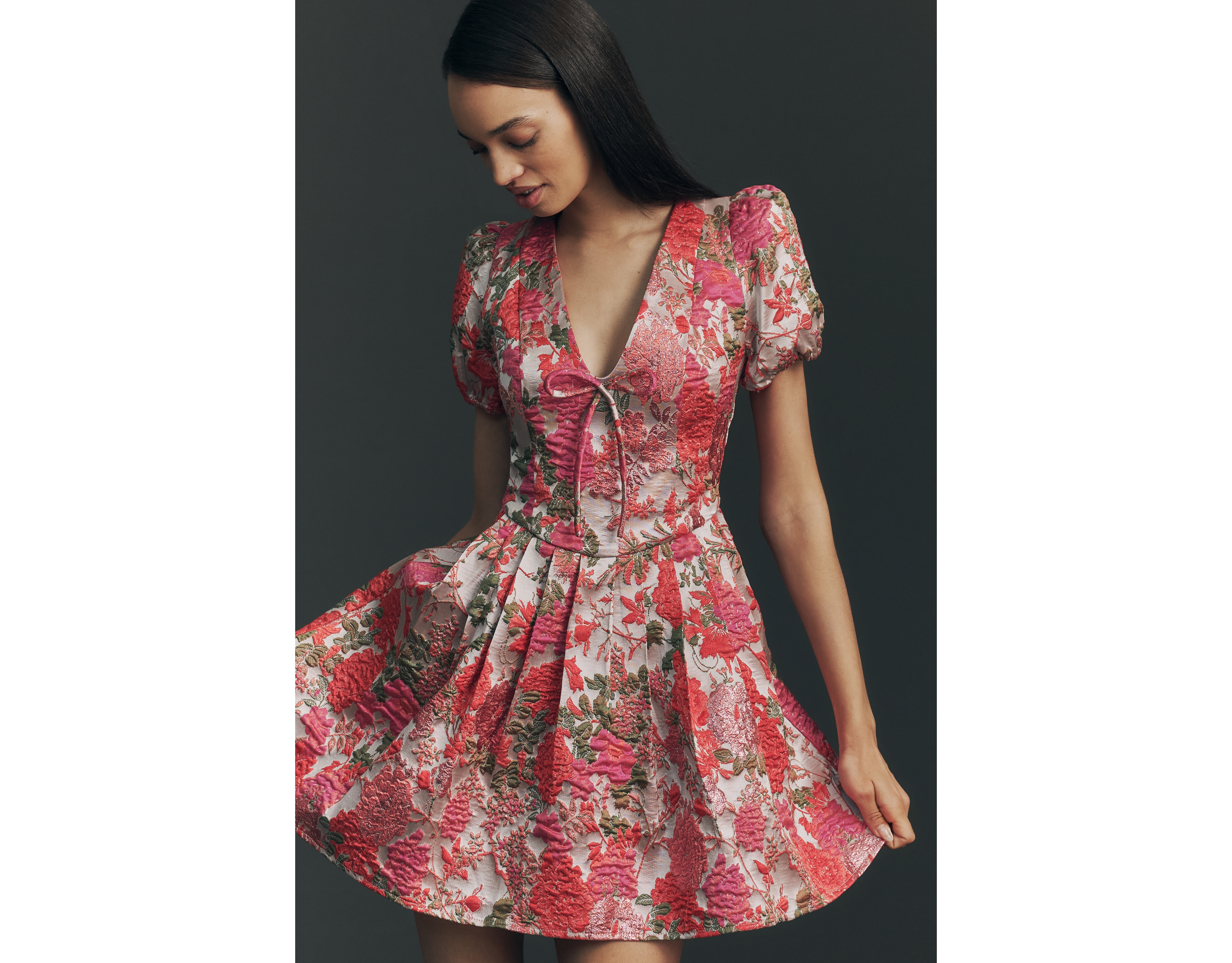 Elliatt Floralie Puff-Sleeve Mini Dress