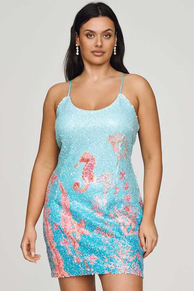 Elliatt Coral Sequin Mini Dress | Anthropologie