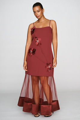 Elliatt Reina Plus 3d Floral Maxi Dress In Red