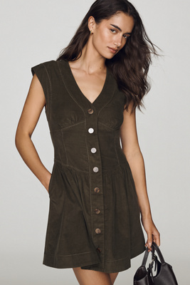 Maeve 100% Cotton Corduroy Mini Dress | Anthropologie
