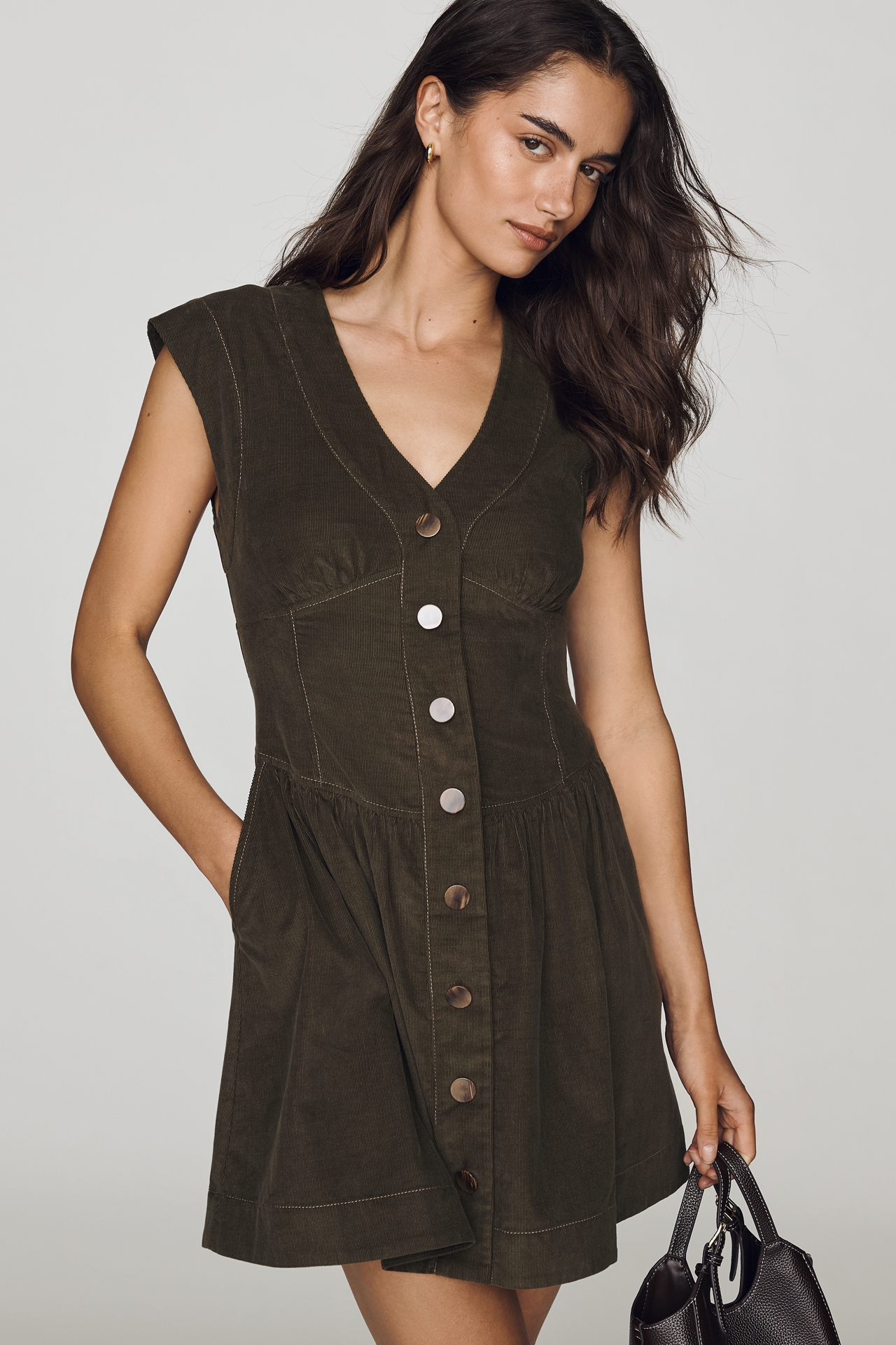 Maeve 100% Cotton Corduroy Mini Dress