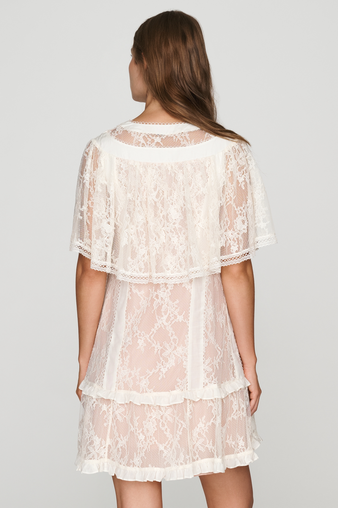 By Anthropologie Lace Mini Swing Dress