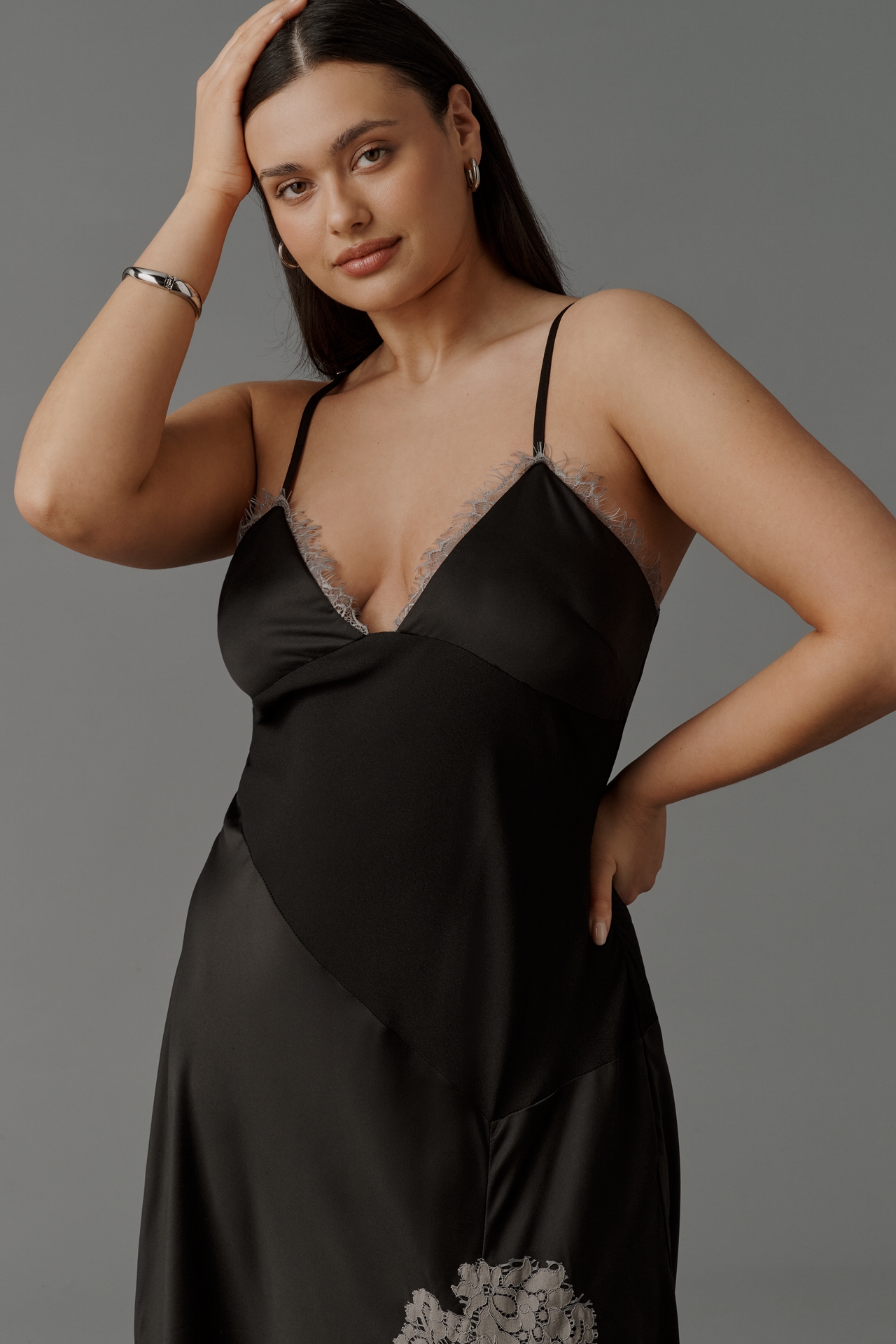 Bl-nk Hector Side-Slit Slip Midi Dress