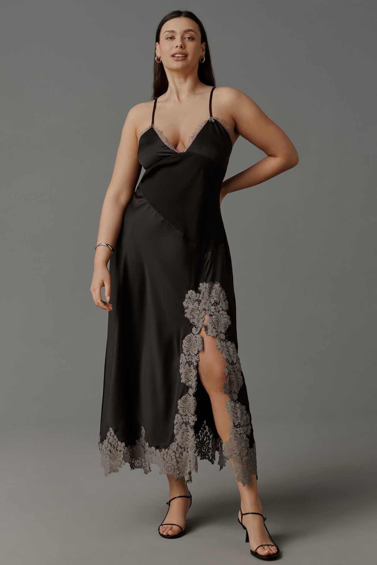 Bl-nk Hector Side-Slit Slip Midi Dress