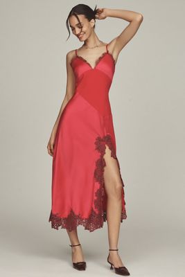 Bl-nk Hector Side-Slit Slip Midi Dress