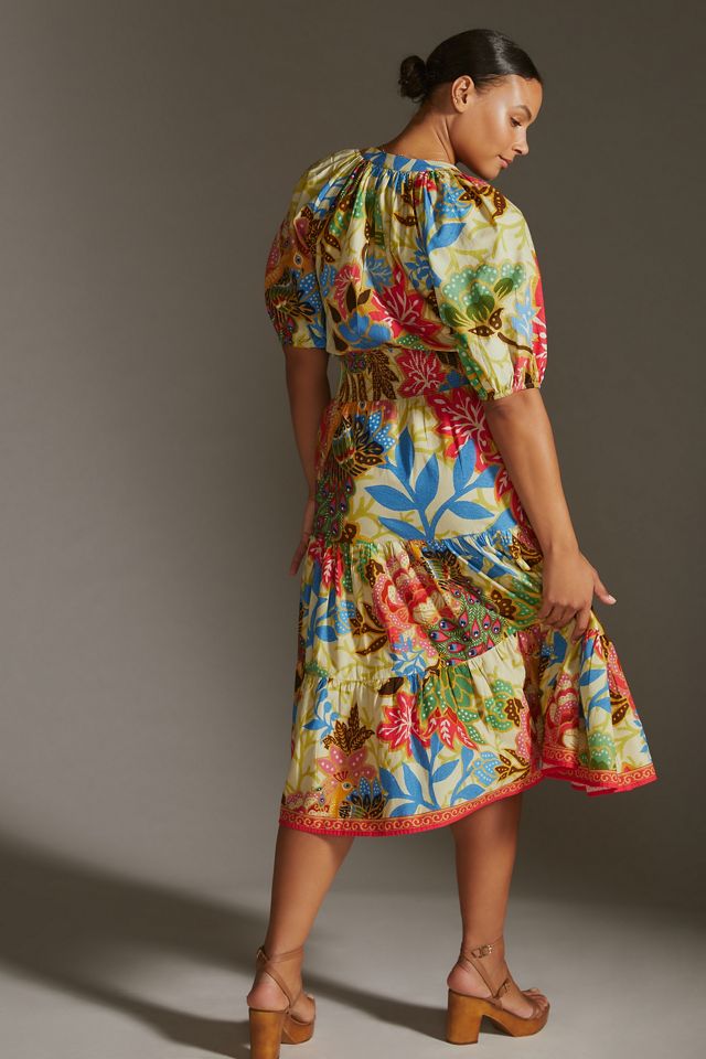 Puff-Sleeved Midi Dress #4