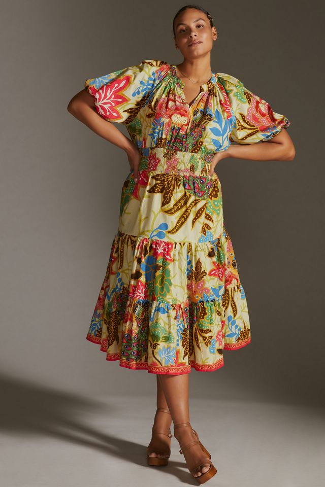 Puff-Sleeved Midi Dress #6