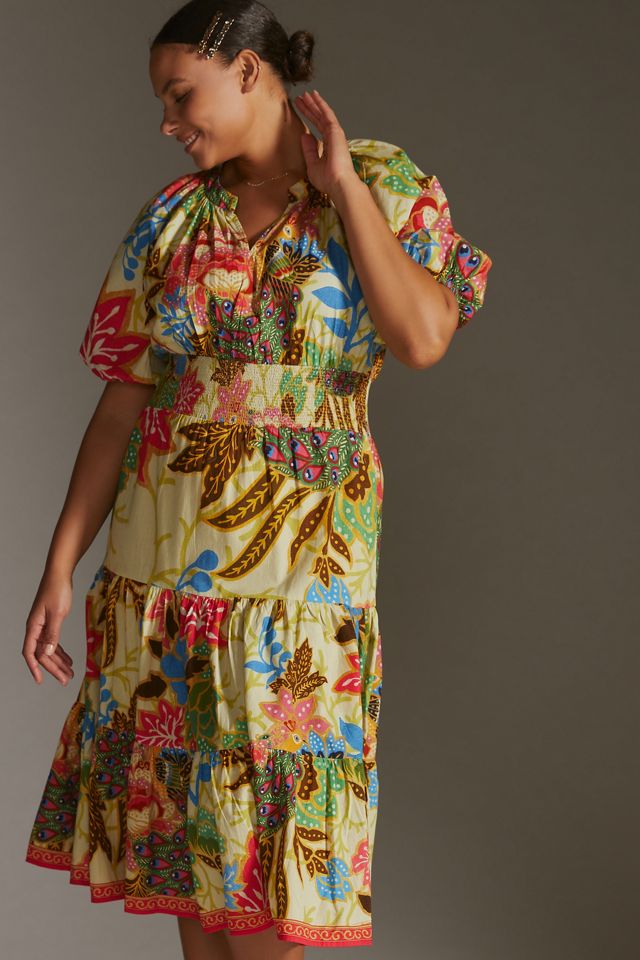 Puff-Sleeved Midi Dress #3