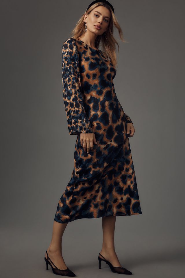 Printed long sleeve outlet midi dress