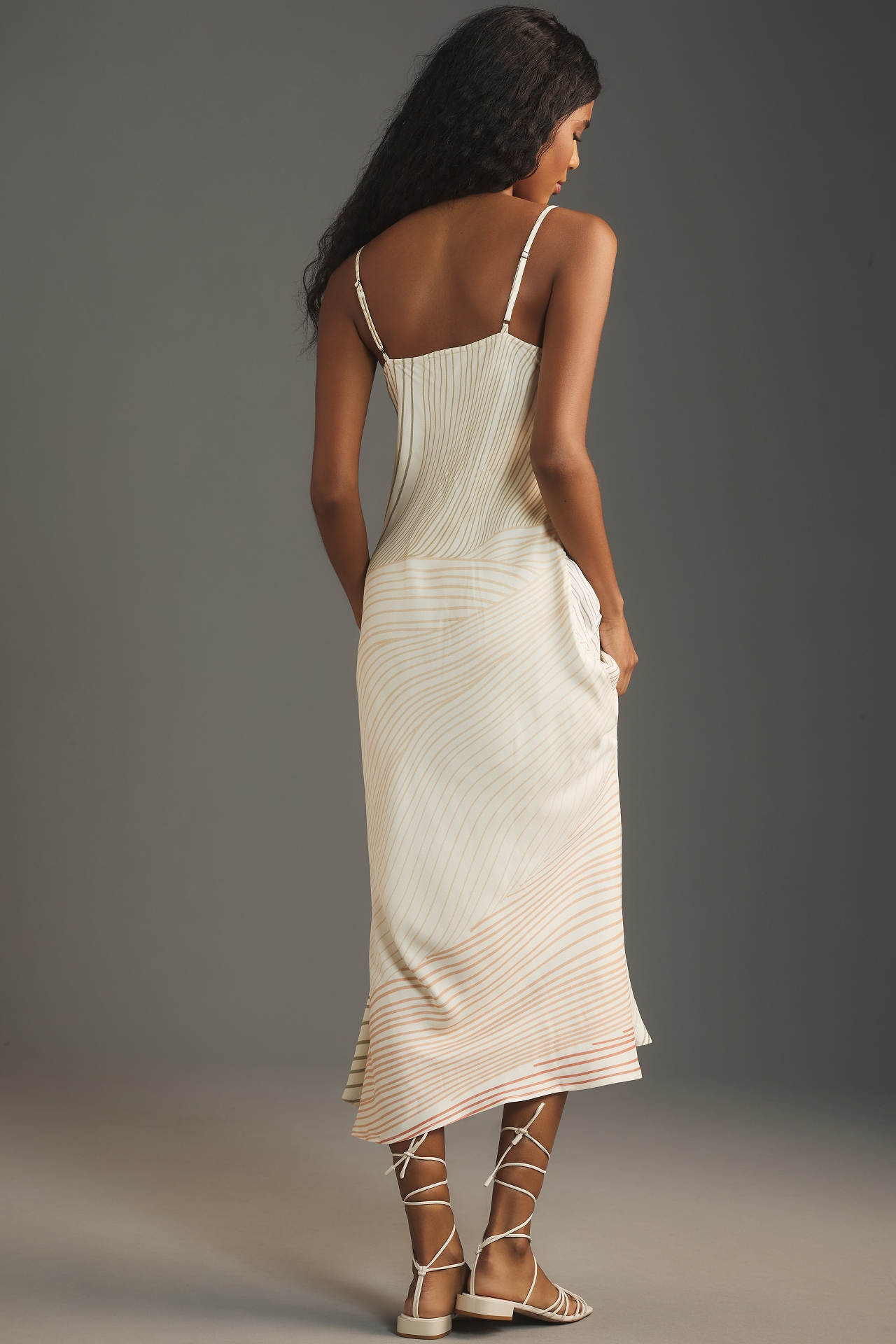 Conditions Apply Square-Neck Ruched Slip Dress