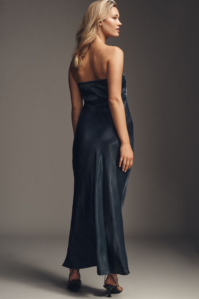 Chloe Maxi Slip Dress by Conditions Apply in Blue, Size: M Petite at Anthropologie