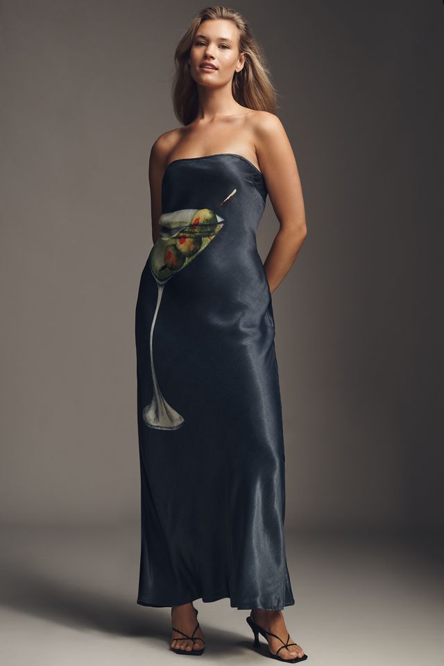 maxi dress xxs Miss Circle Tereza Georgette Bardot High-Slit Maxi Dress