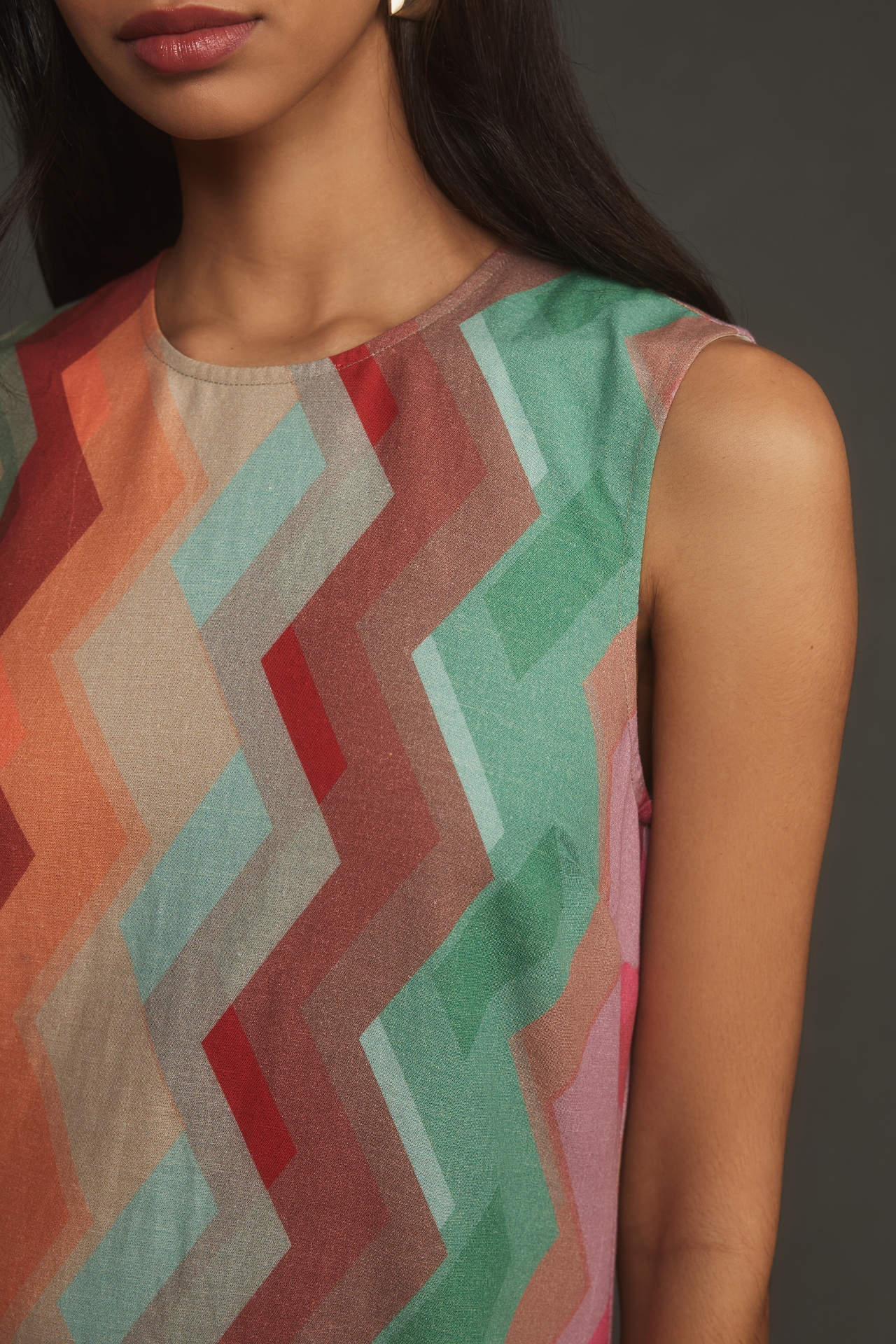 Conditions Apply Sleeveless Crew Neck Shift Mini Dress