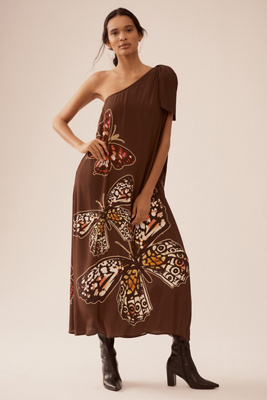 Conditions Apply Revona One-shoulder Maxi Dress In Brown
