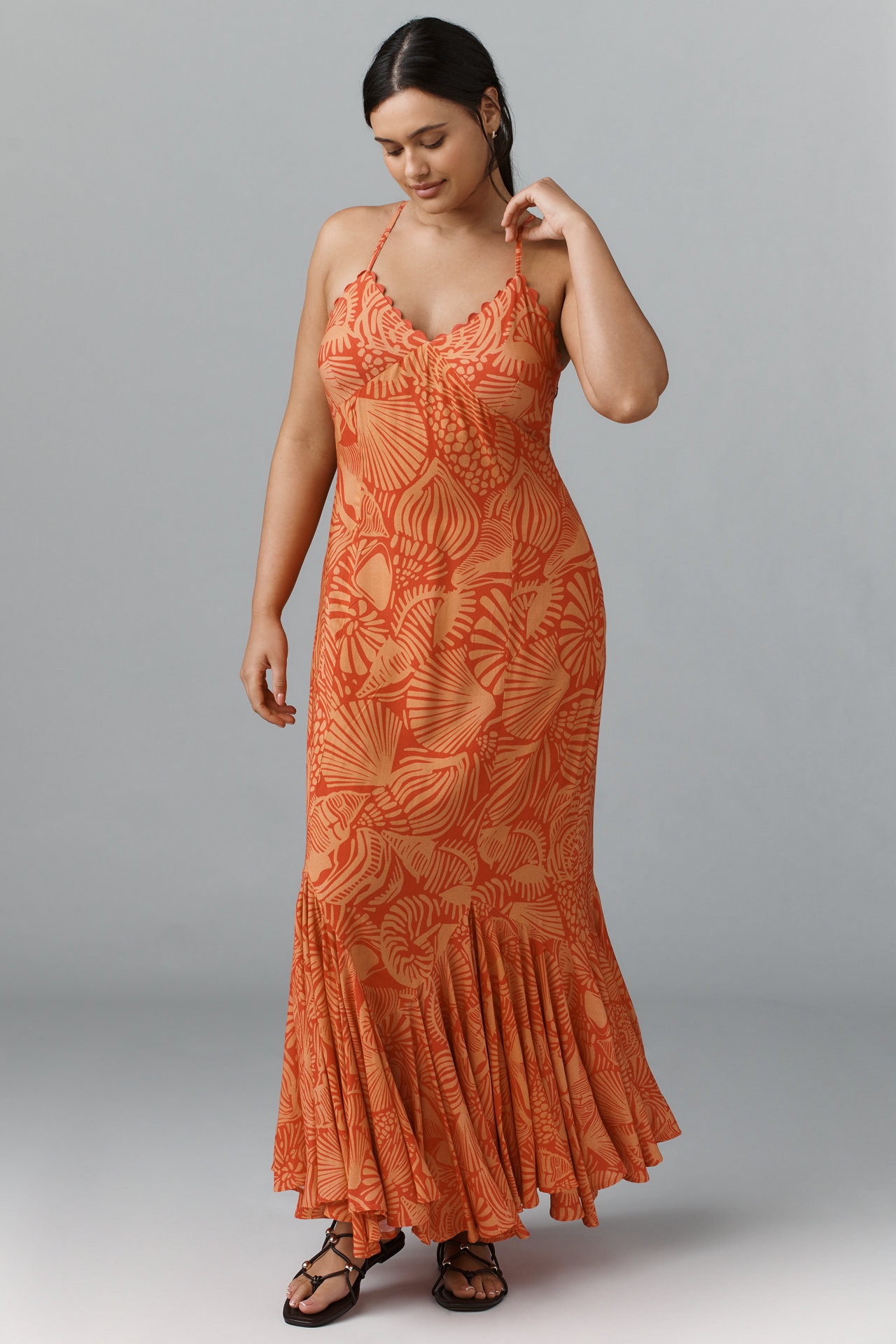 Conditions Apply Ellianna Ruffled Slip Maxi Dress