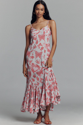 Conditions Apply Ellianna Ruffled Slip Maxi Dress In Pink