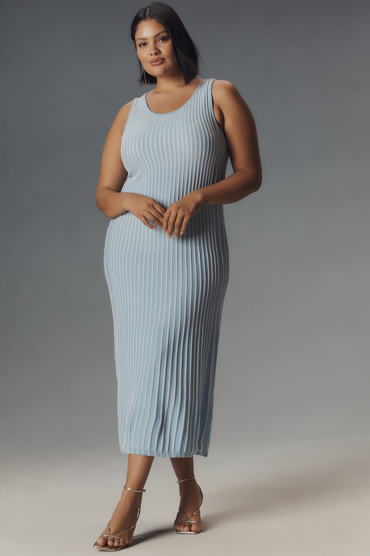Conditions Apply Sleeveless Stripe Midi Dress