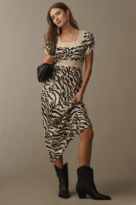 Conditions Apply Adeon Short-sleeve Slip Midi Dress In Multicolor