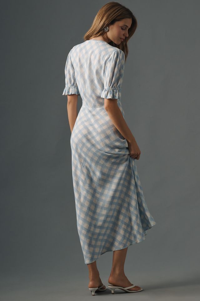 Conditions Apply Eniya Linen Blend Short-Sleeve V-Neck Slip Maxi Dress #2