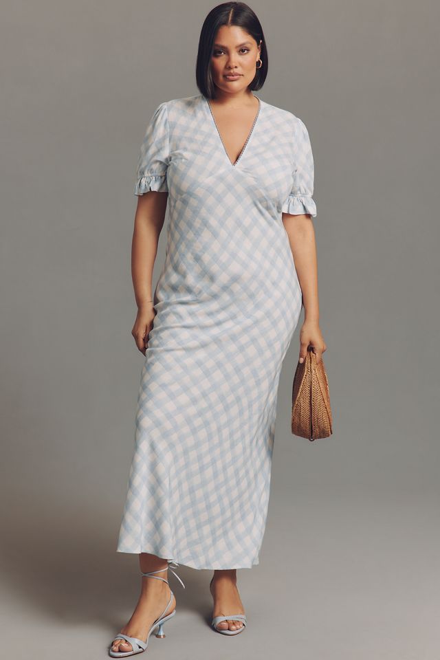 Conditions Apply Eniya Linen Blend Short-Sleeve V-Neck Slip Maxi Dress #5