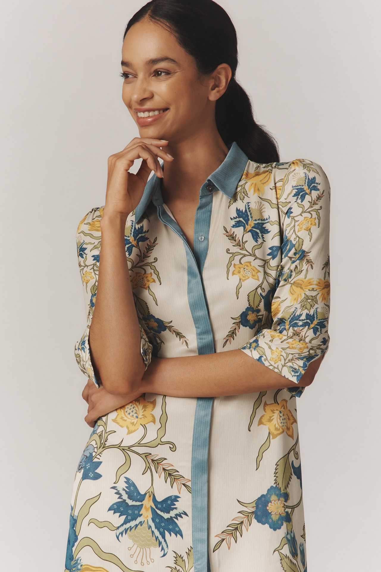Bl-nk Printed Buttondown Shirt Dress