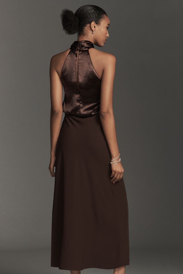 Bl-nk Franzia Halter Twofer Maxi Dress - Brown