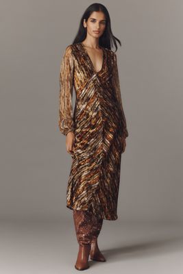 Bl-nk Frinaya Long-Sleeve V-Neck Midi Dress