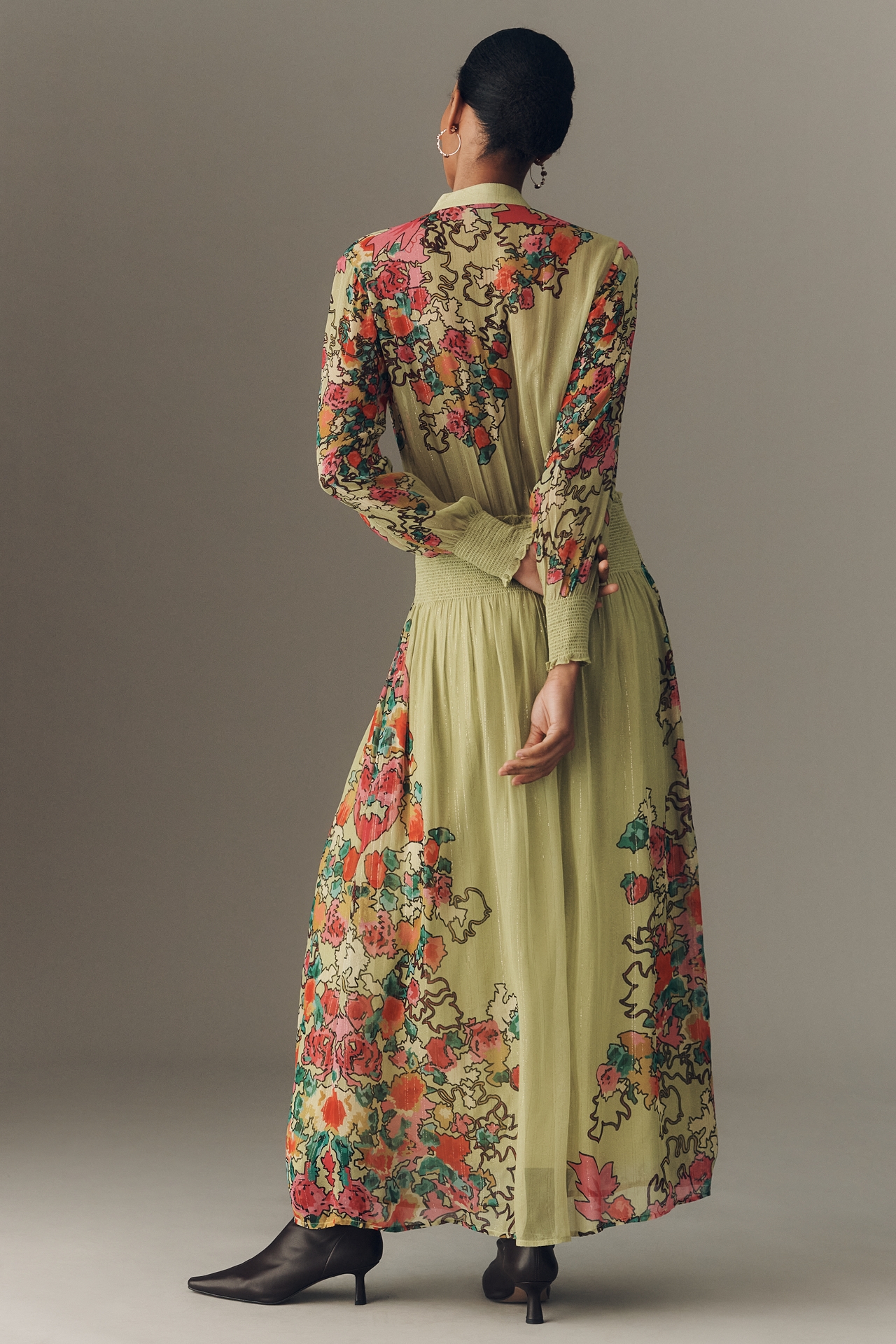 Bl-nk Rosaley Long-Sleeve Maxi Shirt Dress