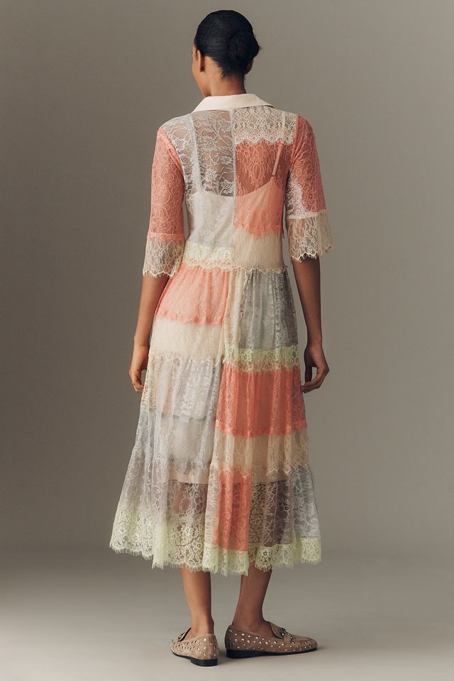 Bl-nk Rustica Short-Sleeve Lace Midi Shirt Dress #3