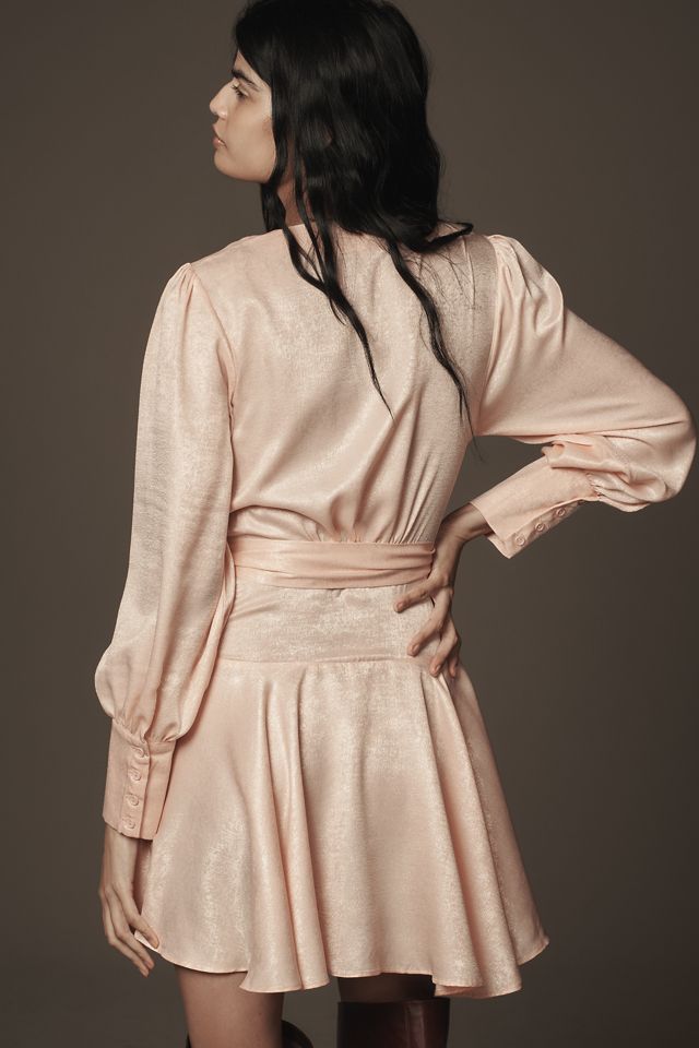 Glamorous Long-Sleeve Metallic Wrap Mini Dress #1