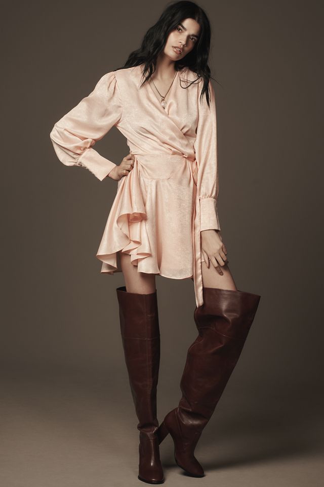 Glamorous Long-Sleeve Metallic Wrap Mini Dress #2