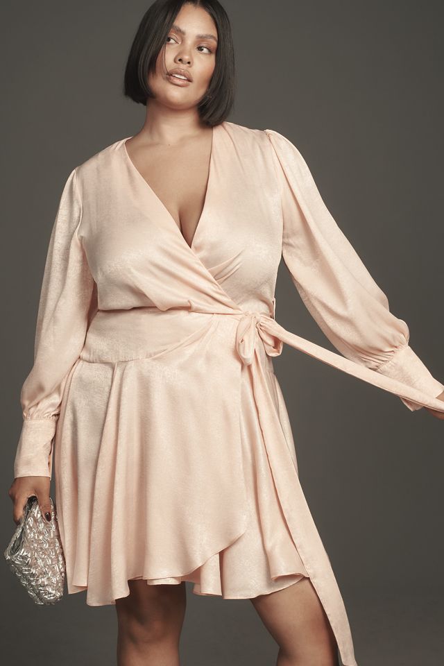 Glamorous Long-Sleeve Metallic Wrap Mini Dress #6