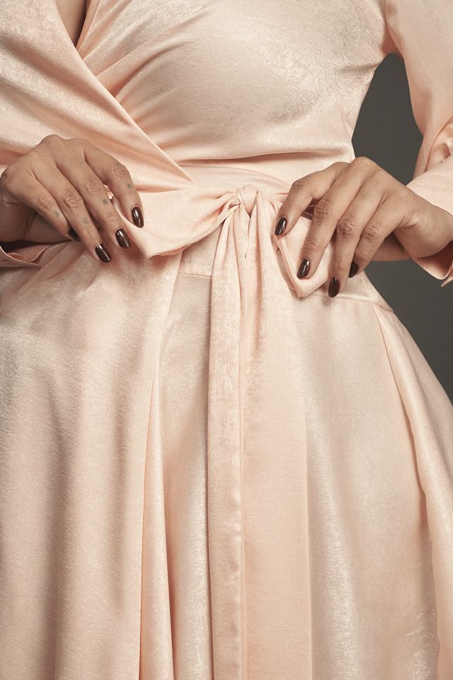 Glamorous Long-Sleeve Metallic Wrap Mini Dress #7