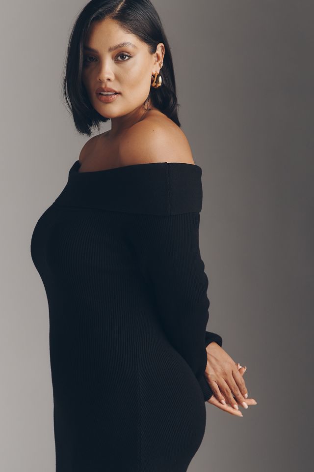 Glamorous Petite Off-Shoulder Knit Midi Dress #5