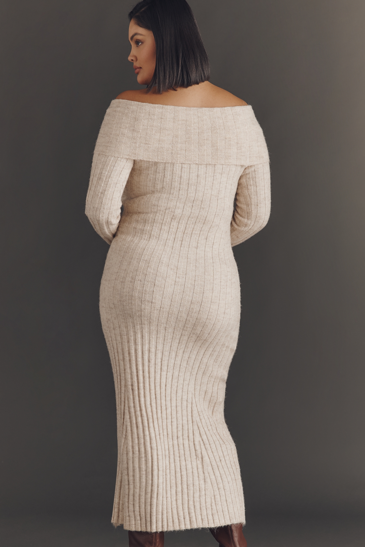 Glamorous Off-Shoulder Knit Midi Dress