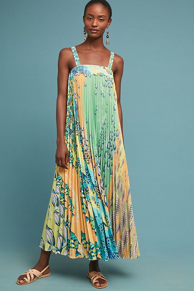 Pleated Fish Maxi Dress | Anthropologie