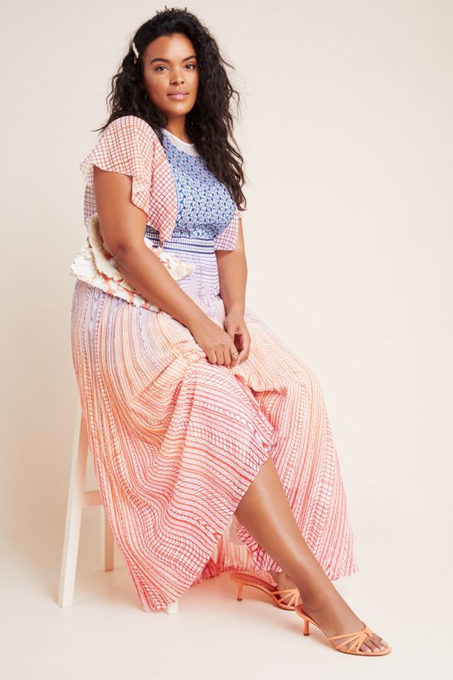 anthropologie geisha designs dress Anthropologie Geisha Designs Rosalinda Patchwork Maxi Dress Size XS