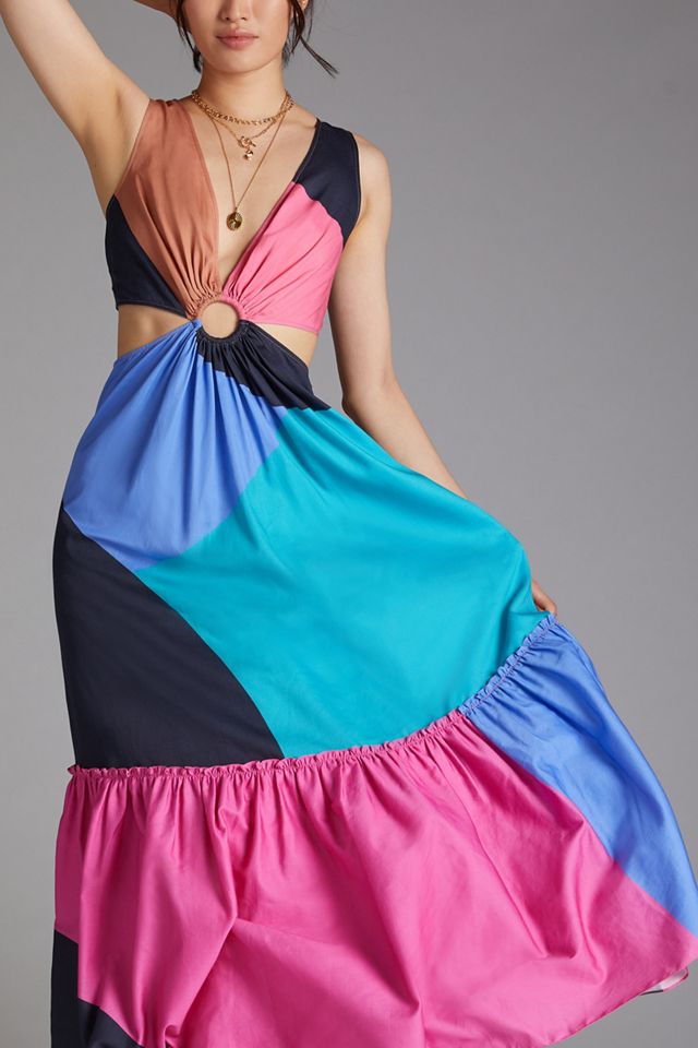 Flounced Cut-Out Maxi Dress #1