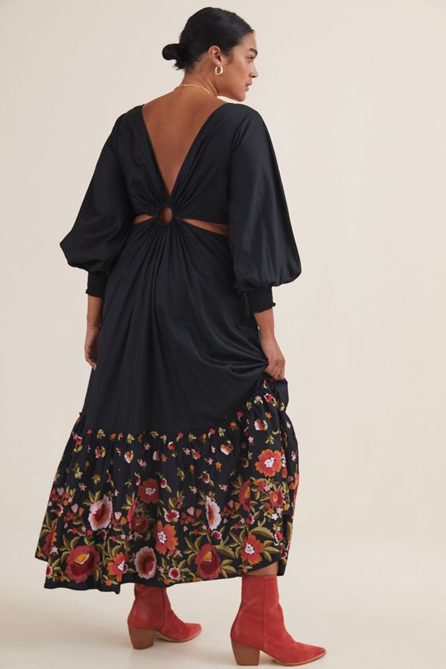 chinese dress ladies Floral Maxi Dress With long Sleeves main image 0