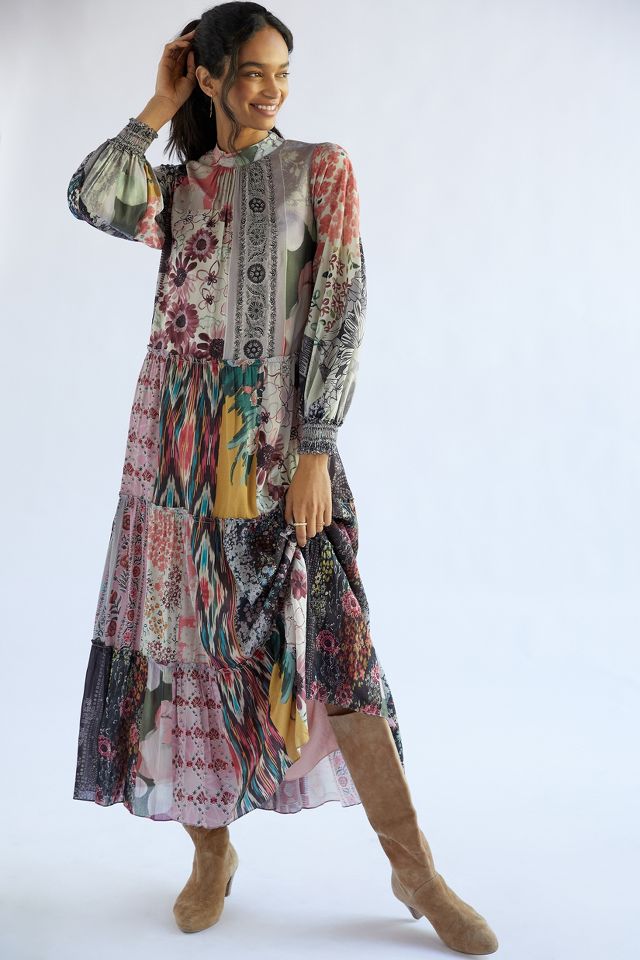Geisha Designs Printed Patchwork Maxi Dress | Anthropologie UK