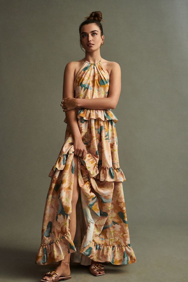 Anthropologie floral hot sale maxi dress