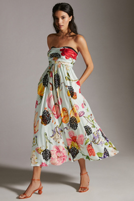 Geisha Designs Strapless Floral Maxi Dress | Anthropologie
